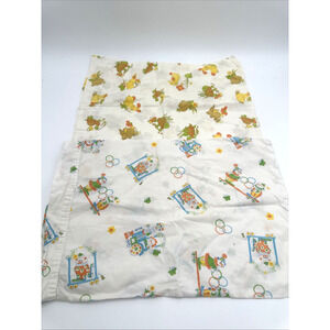 2 Vintage Baby Pillow Cases. Clowns Bunny Turtles